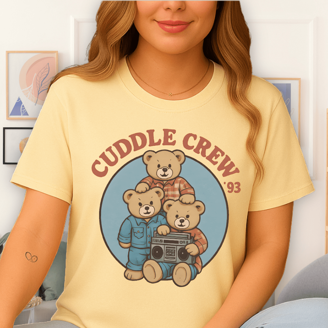 Cool Teds Teddy-Bear Cuddle Crew T-Shirt Cornsilk / S