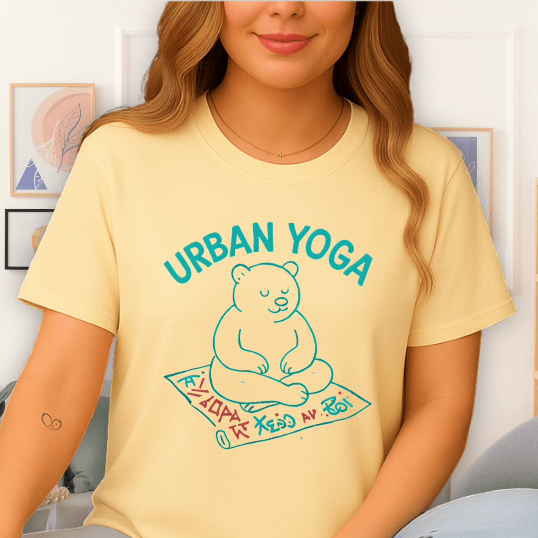 Cool Teds Teddy-Bear Urban Yoga T-Shirt Cornsilk / S