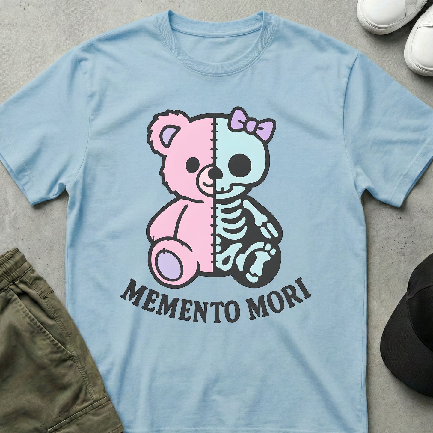 Cool Teds Teddy-Bear Memento Mori T-Shirt Light Blue / S