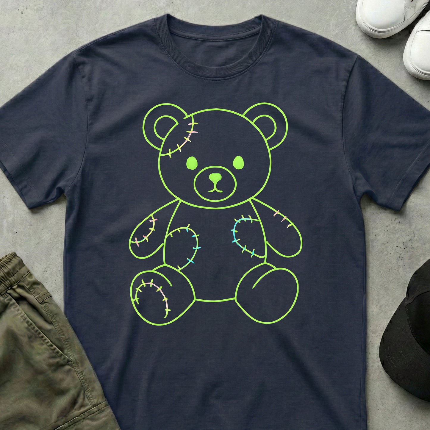 Printify Teddy-Bear Neon Teddy T-Shirt Navy / S