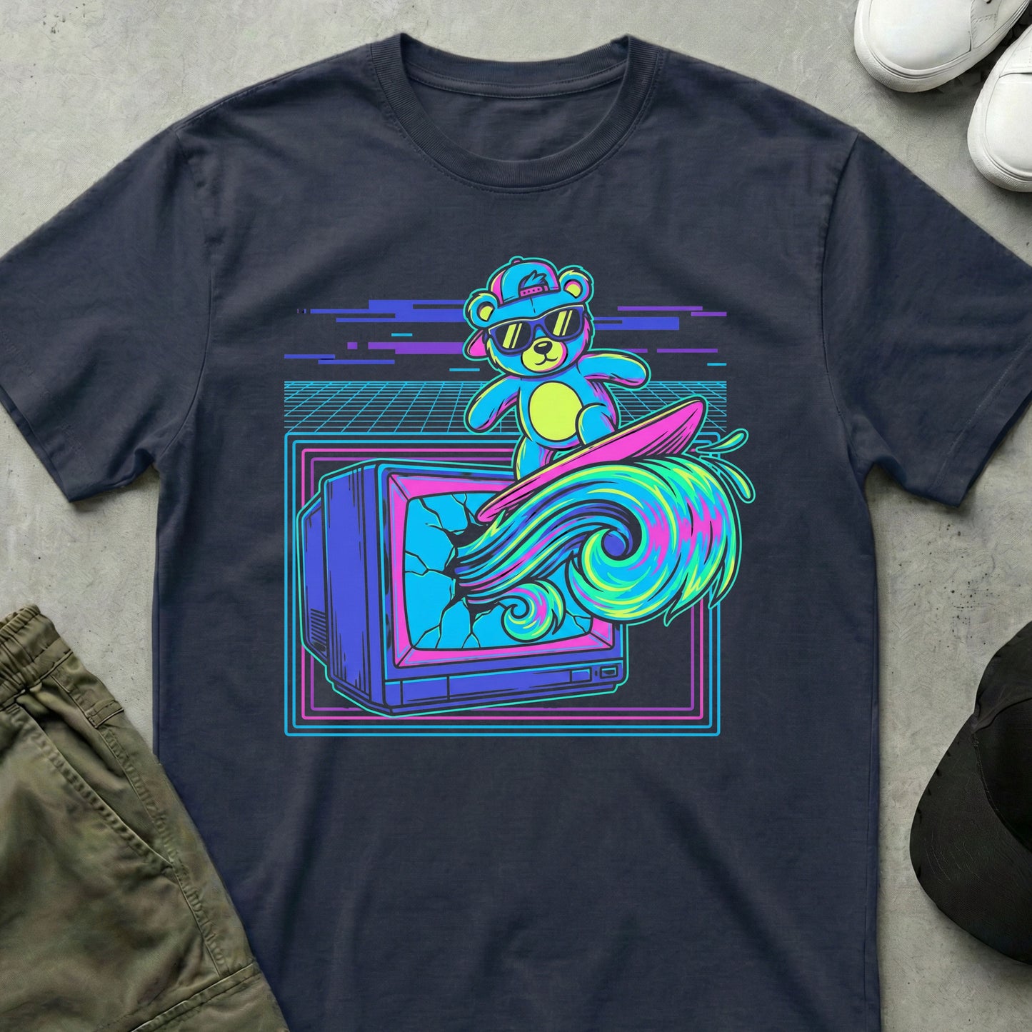 Glitchwave Surf T-Shirt Navy