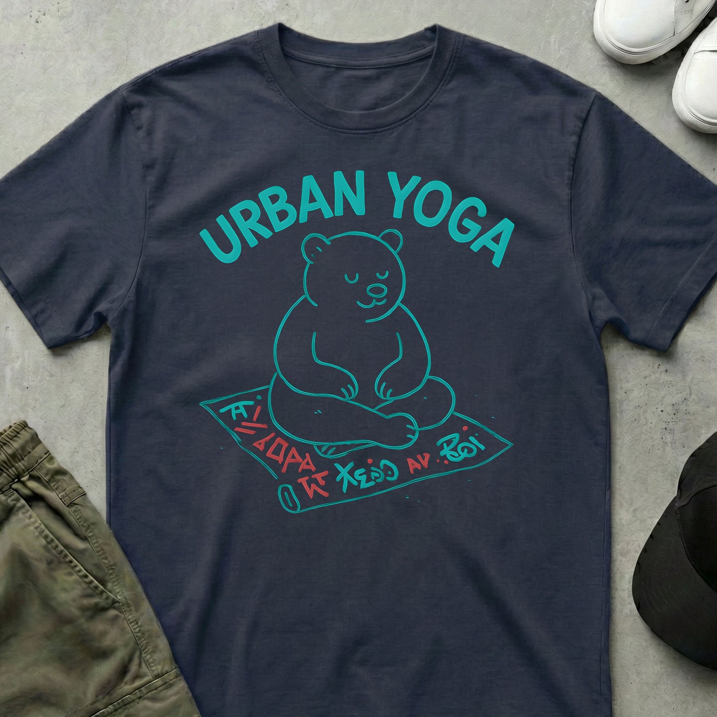 Printify Teddy-Bear Urban Yoga T-Shirt Navy / S