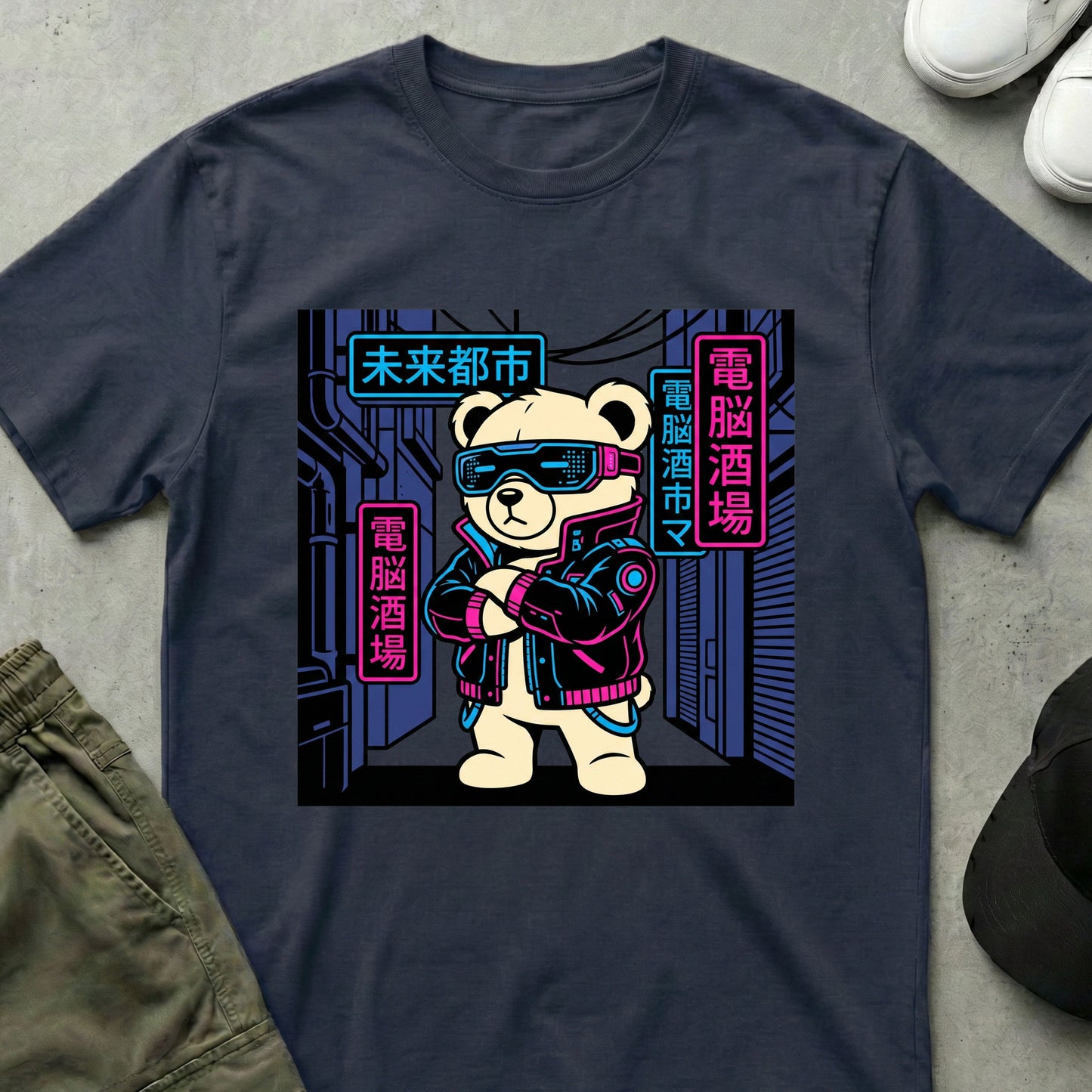 Cool Teds Teddy-Bear Cyber Teddy T-Shirt Navy / S