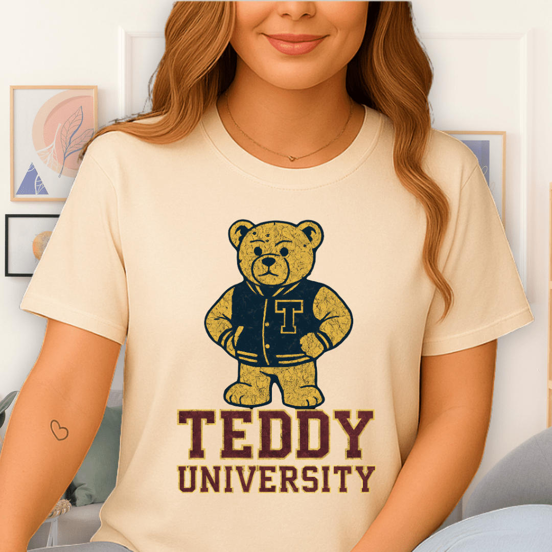 Cool Teds Teddy-Bear Varsity Bear T-Shirt Natural / S