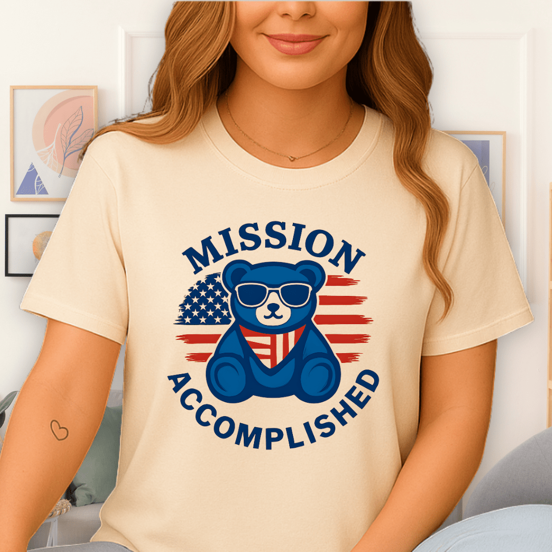 Cool Teds Teddy-Bear Mission Accomplished T-Shirt Natural / S