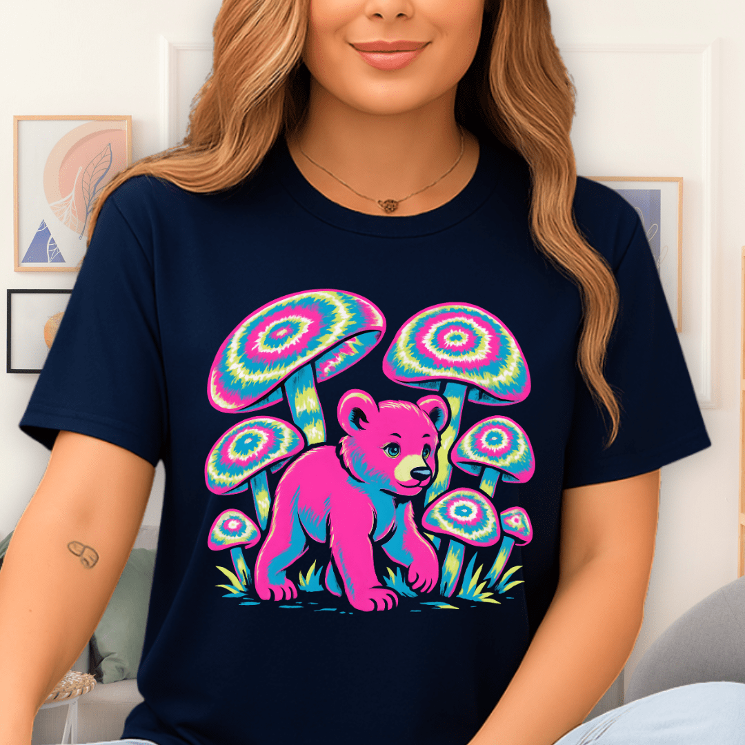 Cool Teds Teddy-Bear Magic Mushrooms T-Shirt Navy / S