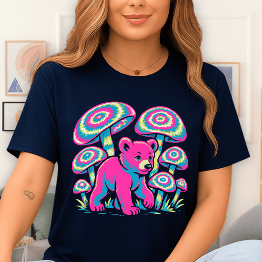 Cool Teds Teddy-Bear Magic Mushrooms T-Shirt Navy / S