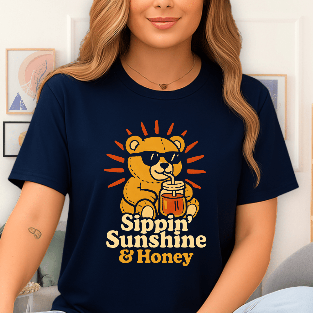 Cool Teds Teddy-Bear Sunshine & Honey T-Shirt Navy / S