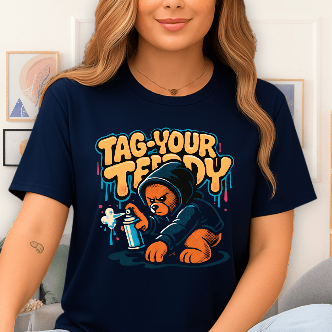 Cool Teds Teddy-Bear Graffiti Teddy T-Shirt Navy / S