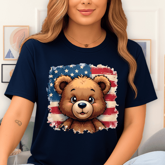 Cool Teds Teddy-Bear The Patriot T-Shirt Navy / S