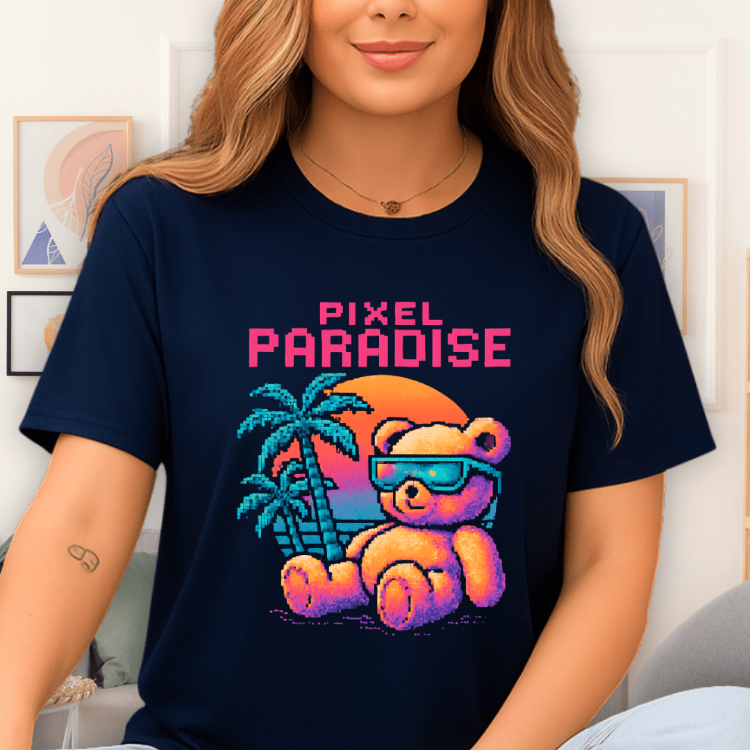 Cool Teds Teddy-Bear Pixel Paradise T-Shirt Navy / S