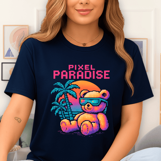 Cool Teds Teddy-Bear Pixel Paradise T-Shirt Navy / S