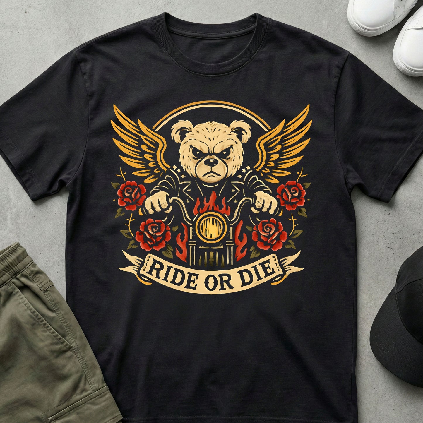 Cool Teds Teddy-Bear Ride or Die T-Shirt Black / S
