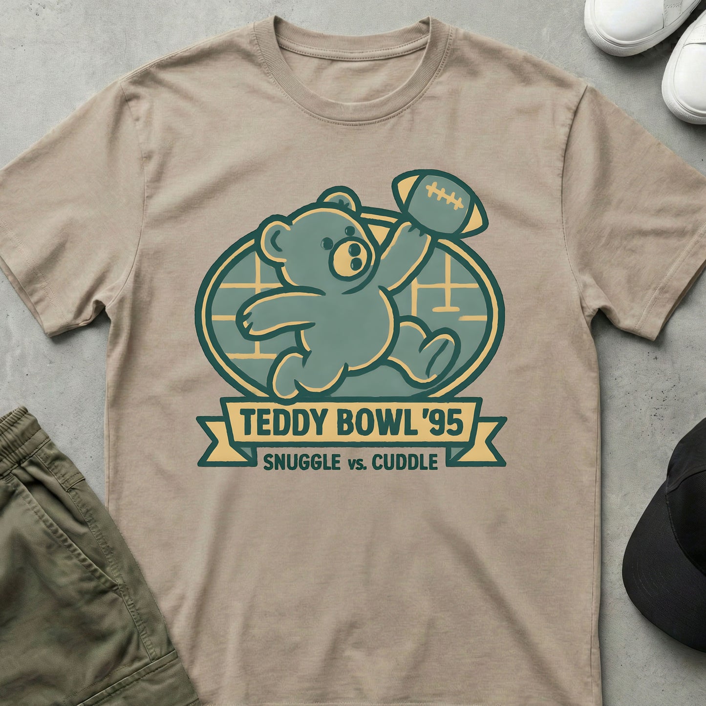 Printify Teddy-Bear Teddy Bowl T-Shirt Sand / S