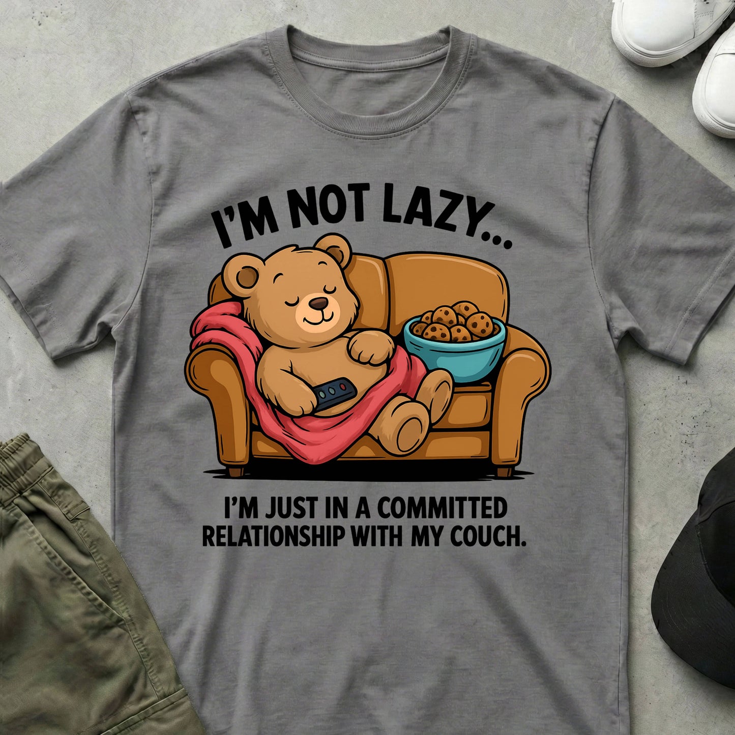 Cool Teds Teddy-Bear Not Lazy T-Shirt Sport Grey / S