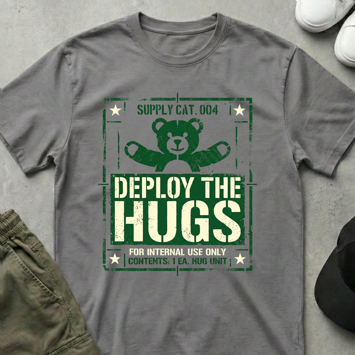 Deploy The Hugs T-Shirt Sport Grey