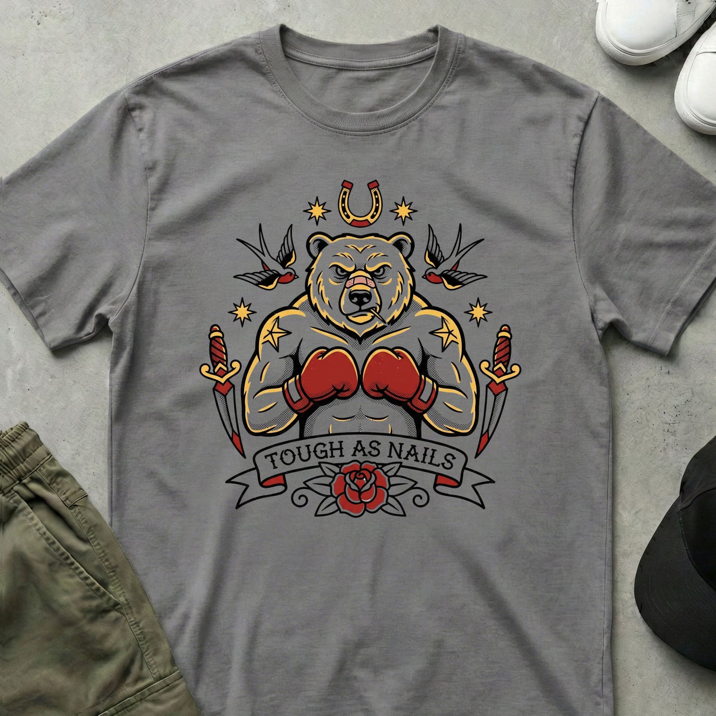 Cool Teds Teddy-Bear Tough Ted T-Shirt Sport Grey / S