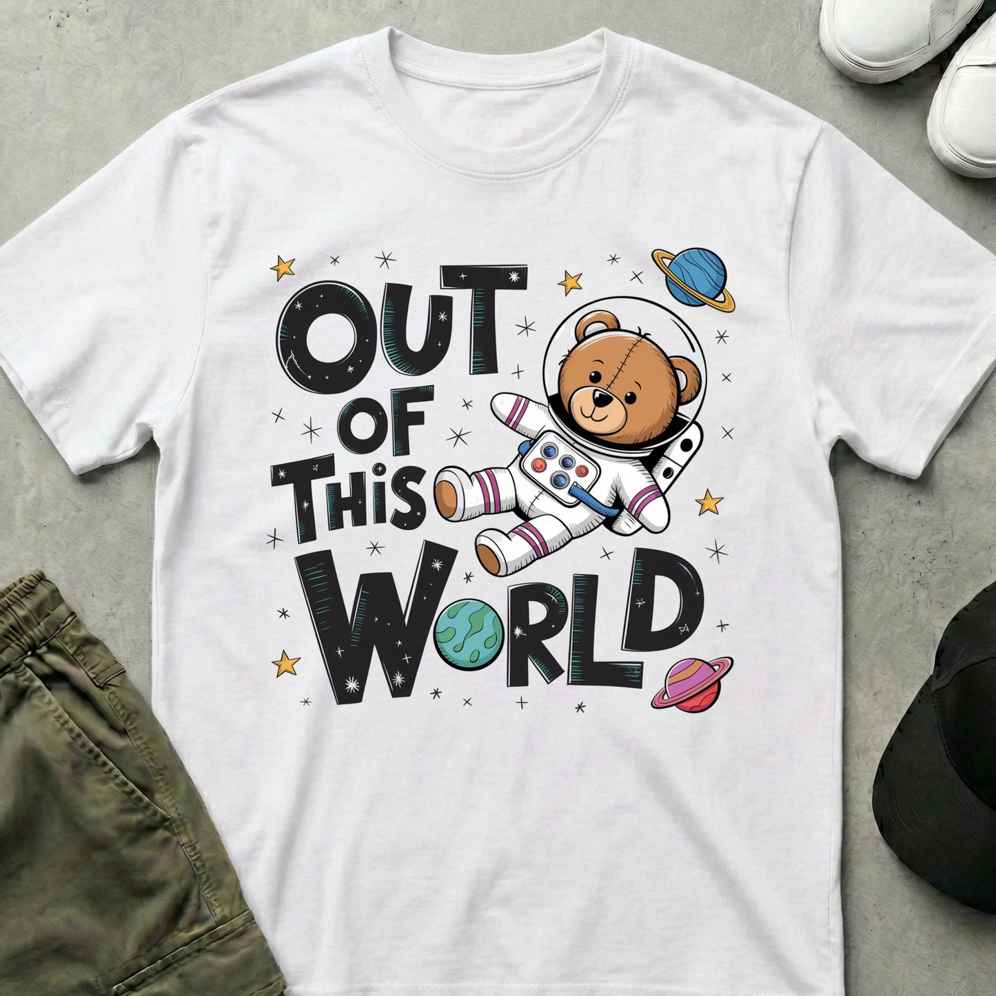 Space Teddy T-Shirt White