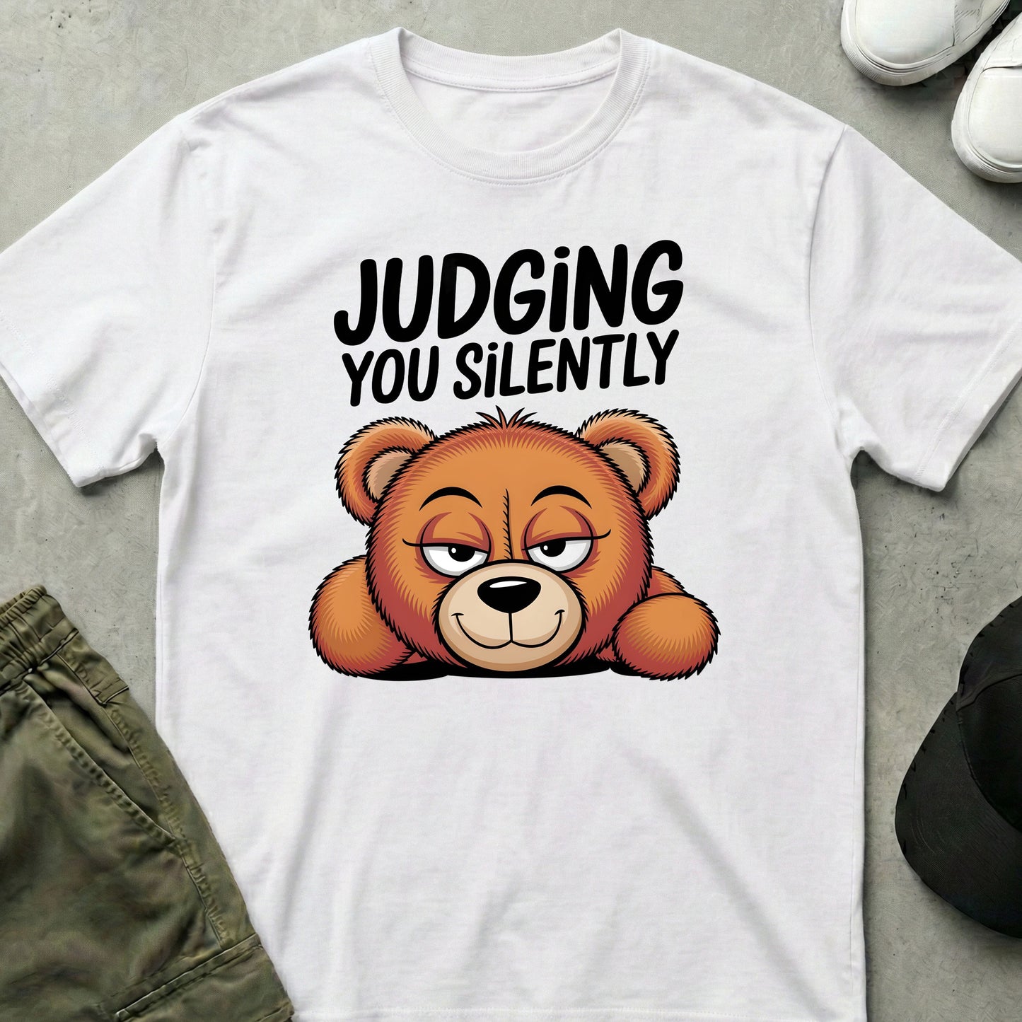 Cool Teds Teddy-Bear The Silent Critic T-Shirt White / S