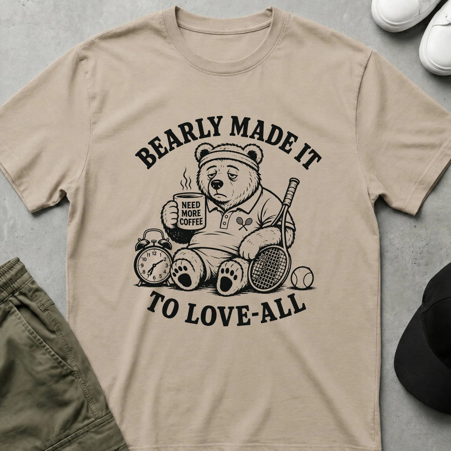Cool Teds Teddy-Bear Love My Tennis, Love My Coffee More T-Shirt Sand / S