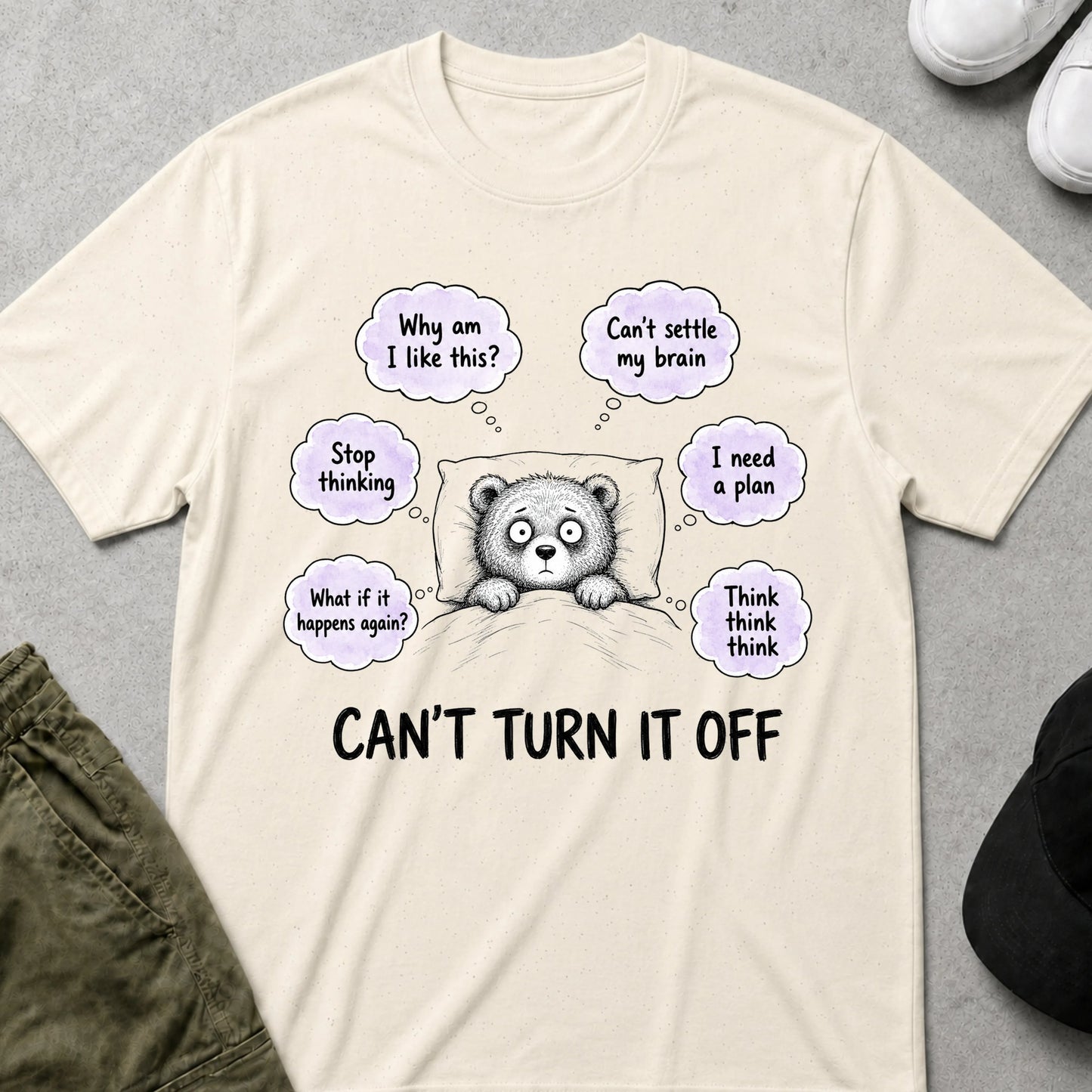 Cool Teds Teddy-Bear Can't Turn it Off T-Shirt Natural / S