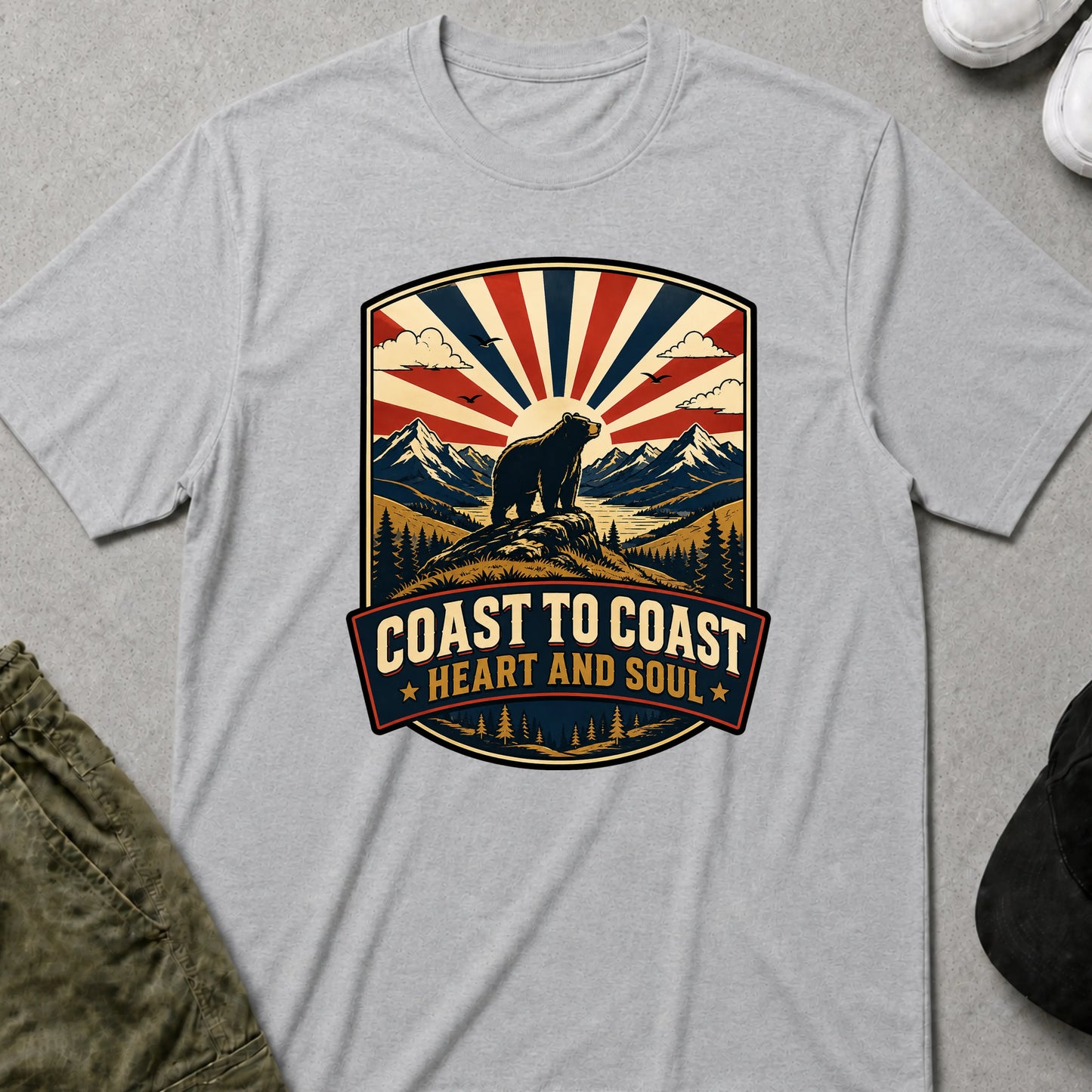 Cool Teds Teddy-Bear Coast to Coast T-Shirt Sport Grey / S