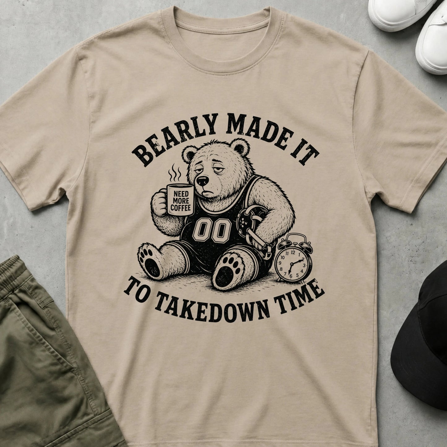 Cool Teds Teddy-Bear Coffee Wrestler T-Shirt Sand / S