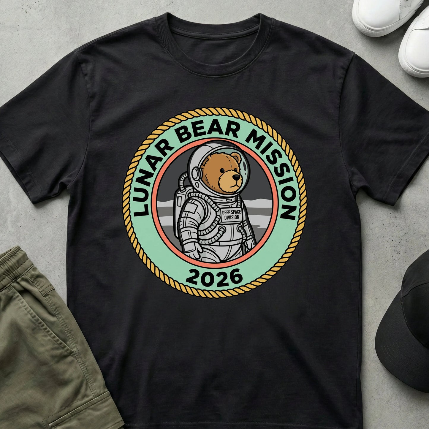 Cool Teds Teddy-Bear Lunar Bear T-Shirt Black / S