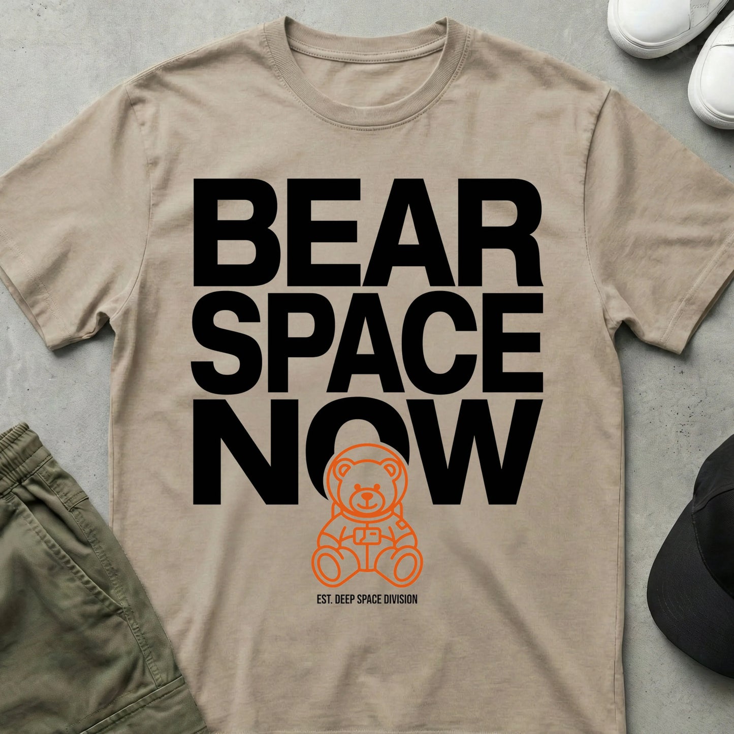 Bear Space Now T-Shirt Sand