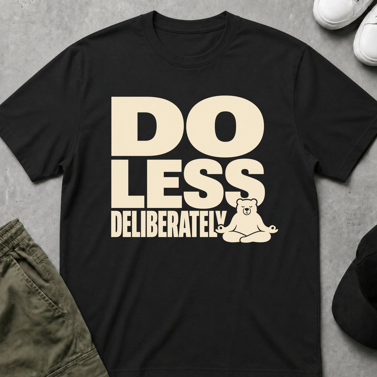 Cool Teds Teddy-Bear Do Less T-Shirt Black / S