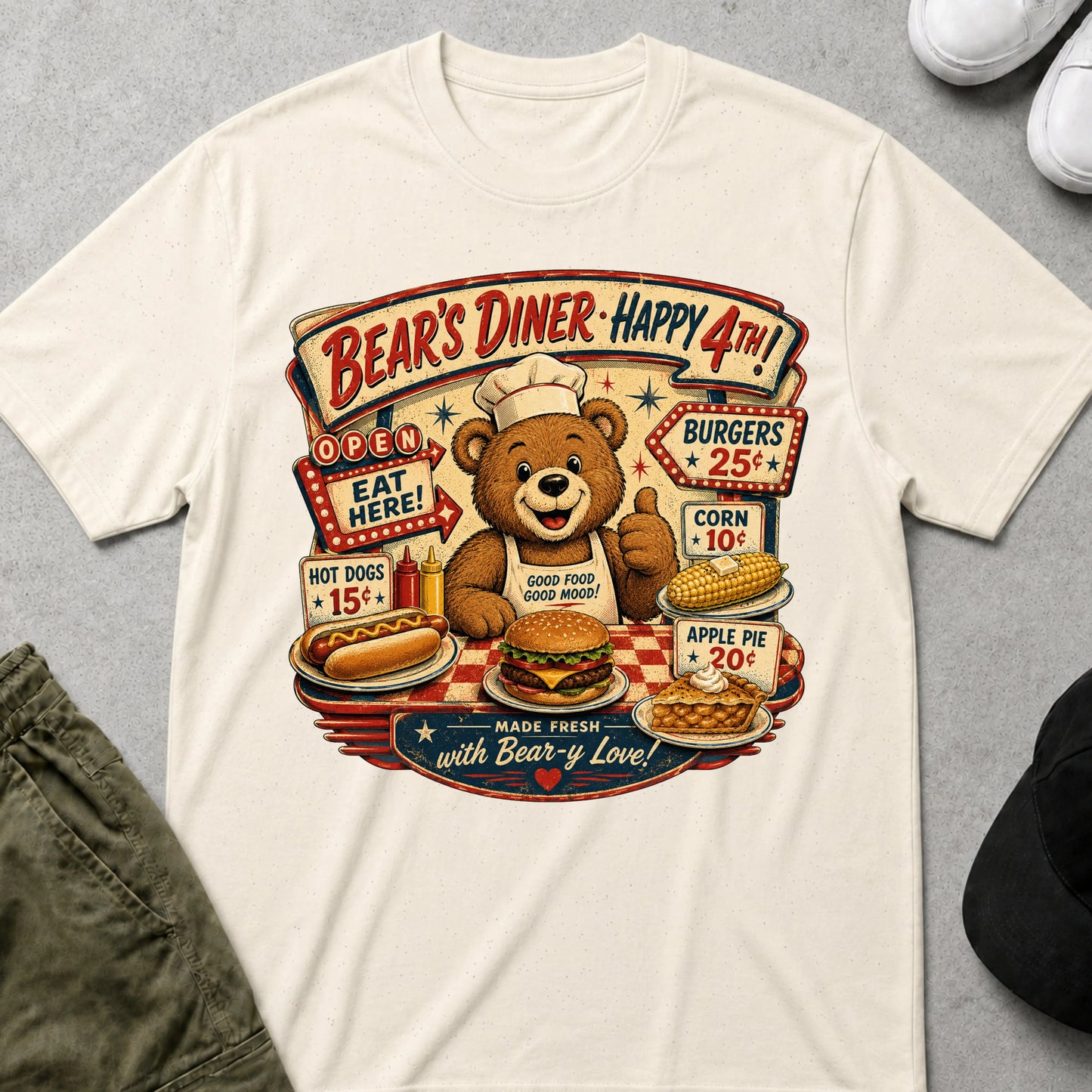 Happy 4th T-Shirt Natural