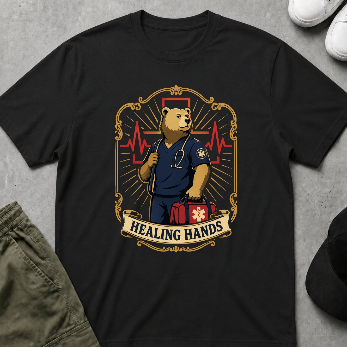 Cool Teds Teddy-Bear The Paramedic T-Shirt Black / S