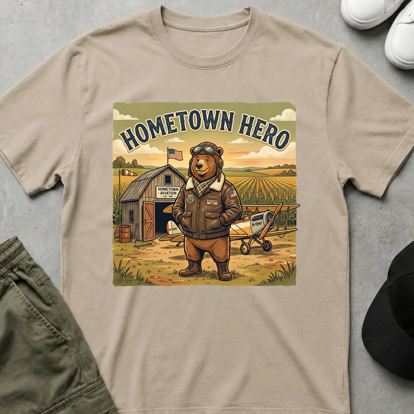 Cool Teds Teddy-Bear Hometown Hero T-Shirt Sand / S