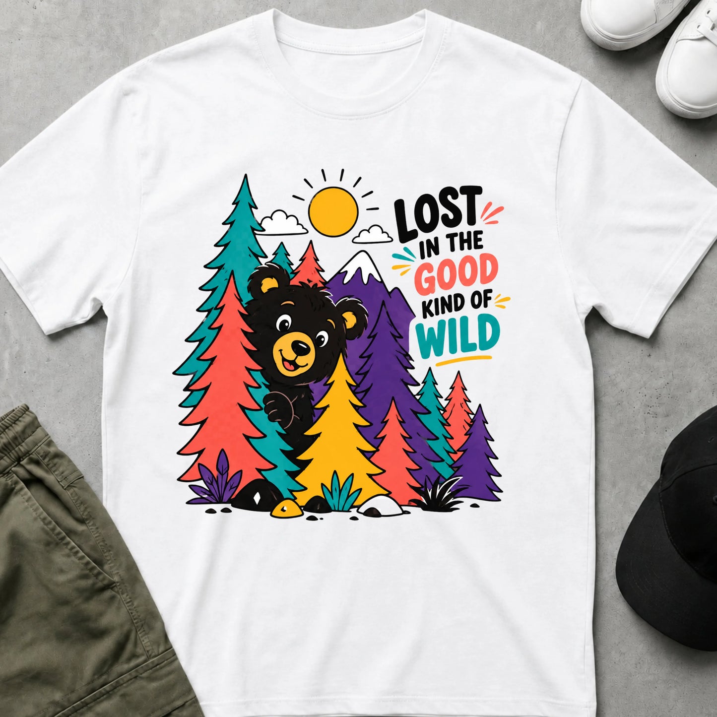 Cool Teds Teddy-Bear Lost in the Wild T-Shirt White / S