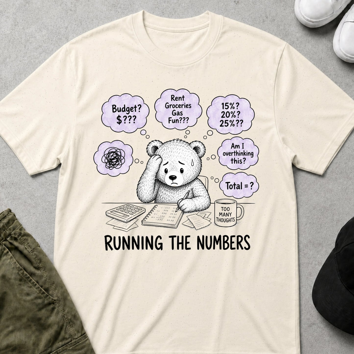 Cool Teds Teddy-Bear Running the Numbers T-Shirt Natural / S