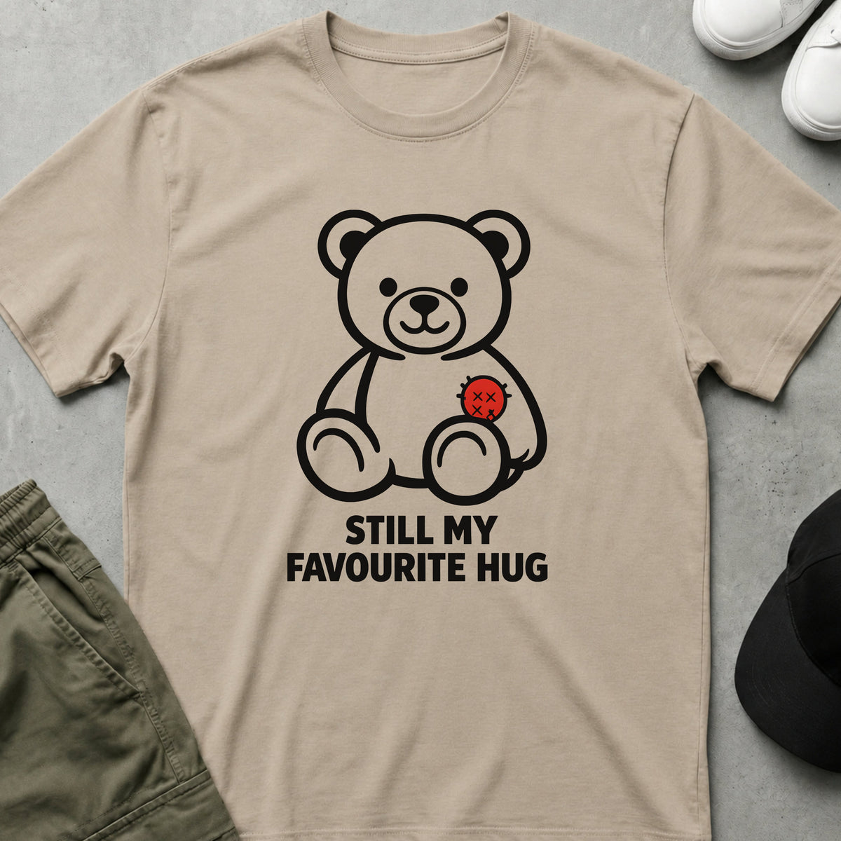 Cool Teds Teddy-Bear Broken Heart Cuddle T-Shirt Sand / S