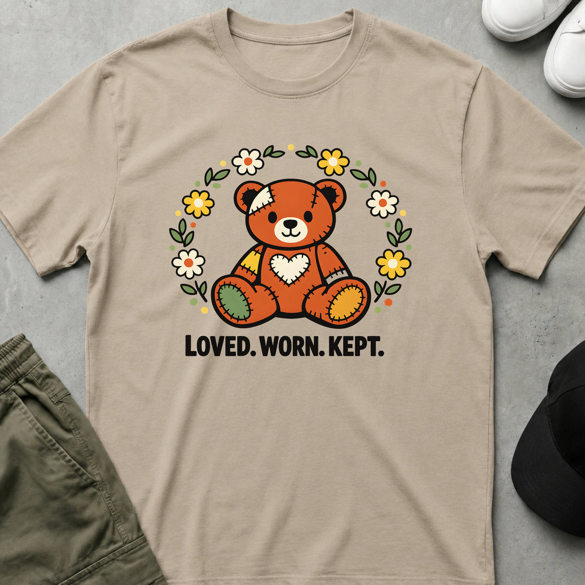 Cool Teds Teddy-Bear Loved Worn Kept T-Shirt Sand / S