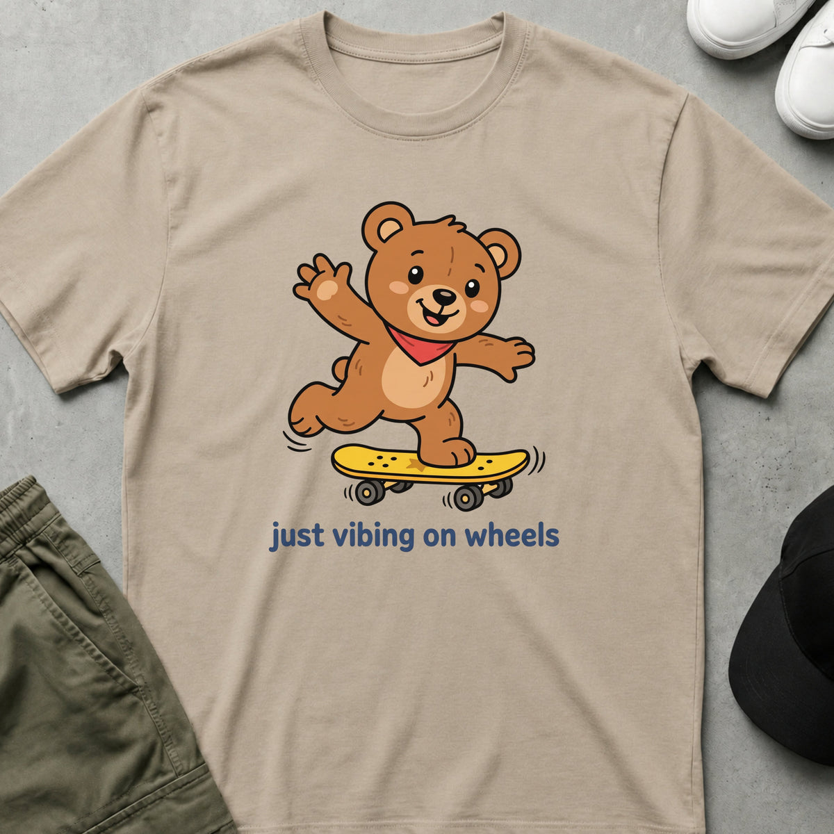 Vibing On Wheels T-Shirt Sand