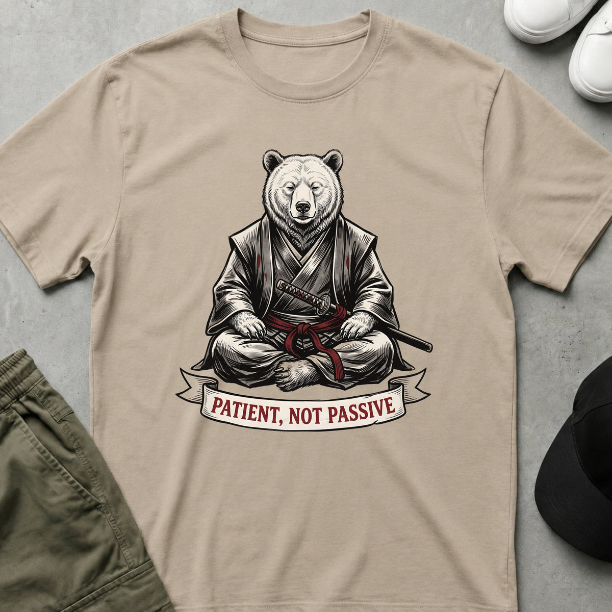 Cool Teds Teddy-Bear Patient Not Passive T-Shirt Sand / S