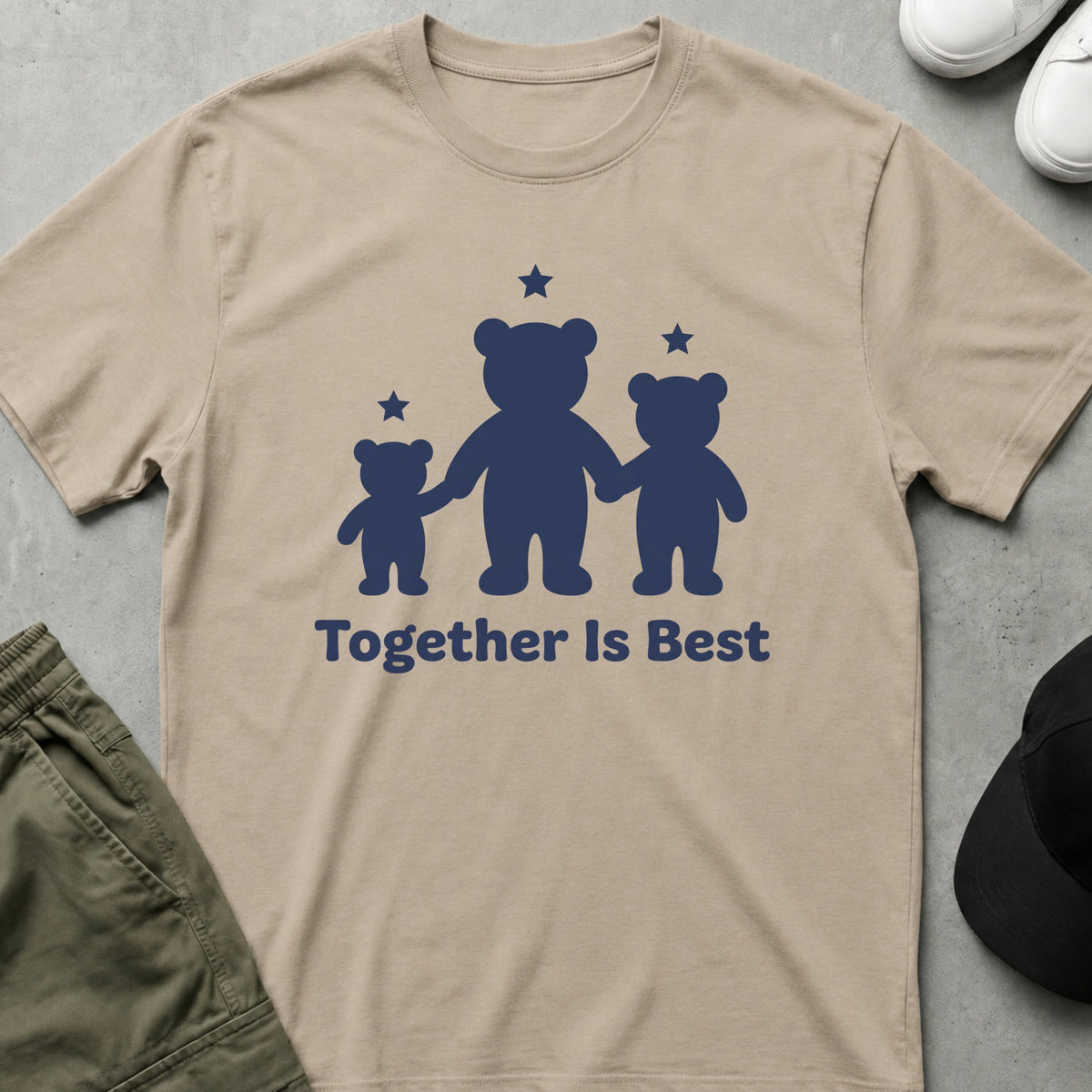 Printify Teddy-Bear Together Is Best T-Shirt Sand / S