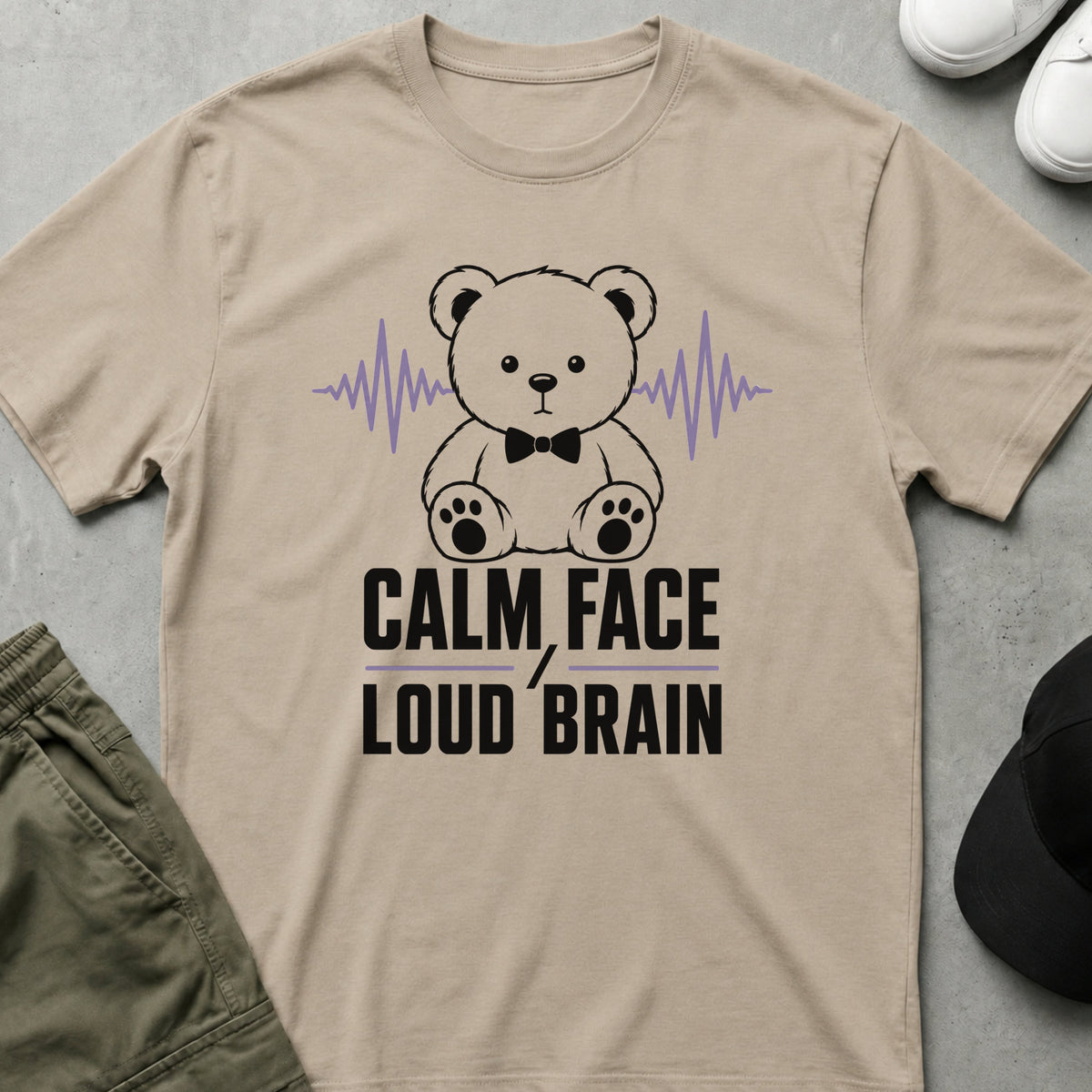 Cool Teds Teddy-Bear Quiet Chaos T-Shirt Sand / S