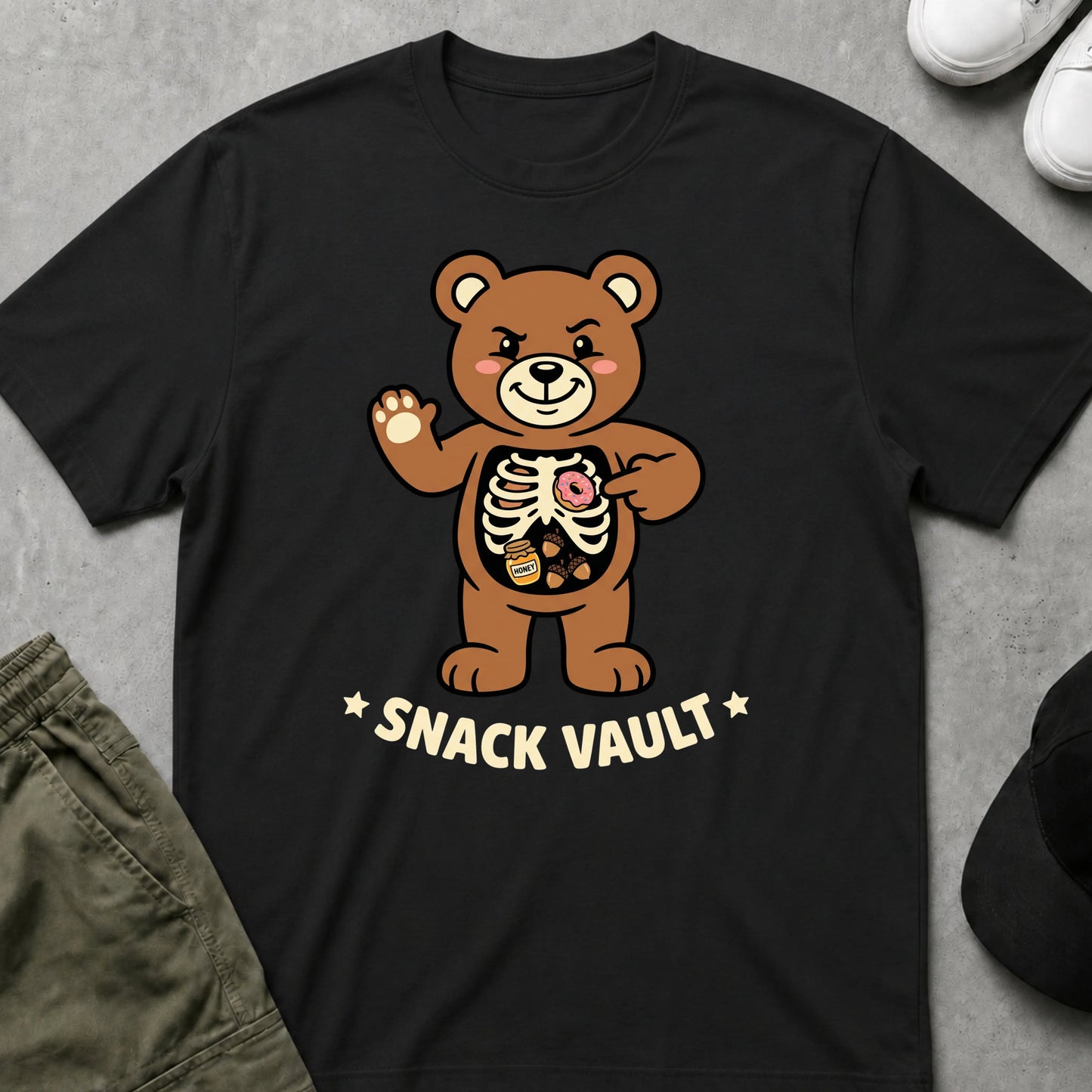 Cool Teds Teddy-Bear Snack Vault T-Shirt Black / S