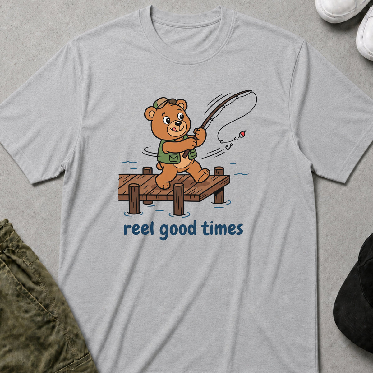 Printify Teddy-Bear Reel Good Times T-Shirt Sport Grey / S