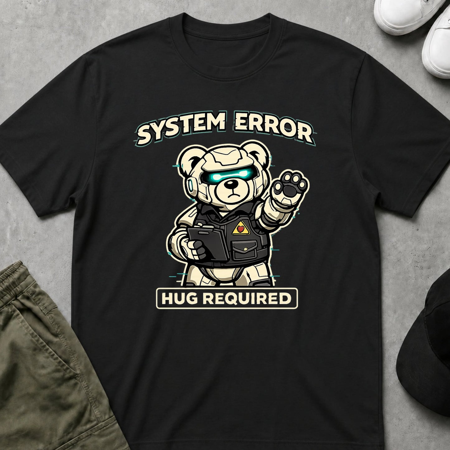 Printify Teddy-Bear System Error T-Shirt Black / S