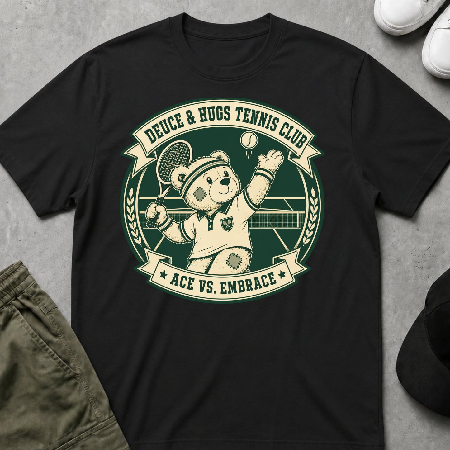 Cool Teds Teddy-Bear Tennis Club Teddy T-Shirt Black / S