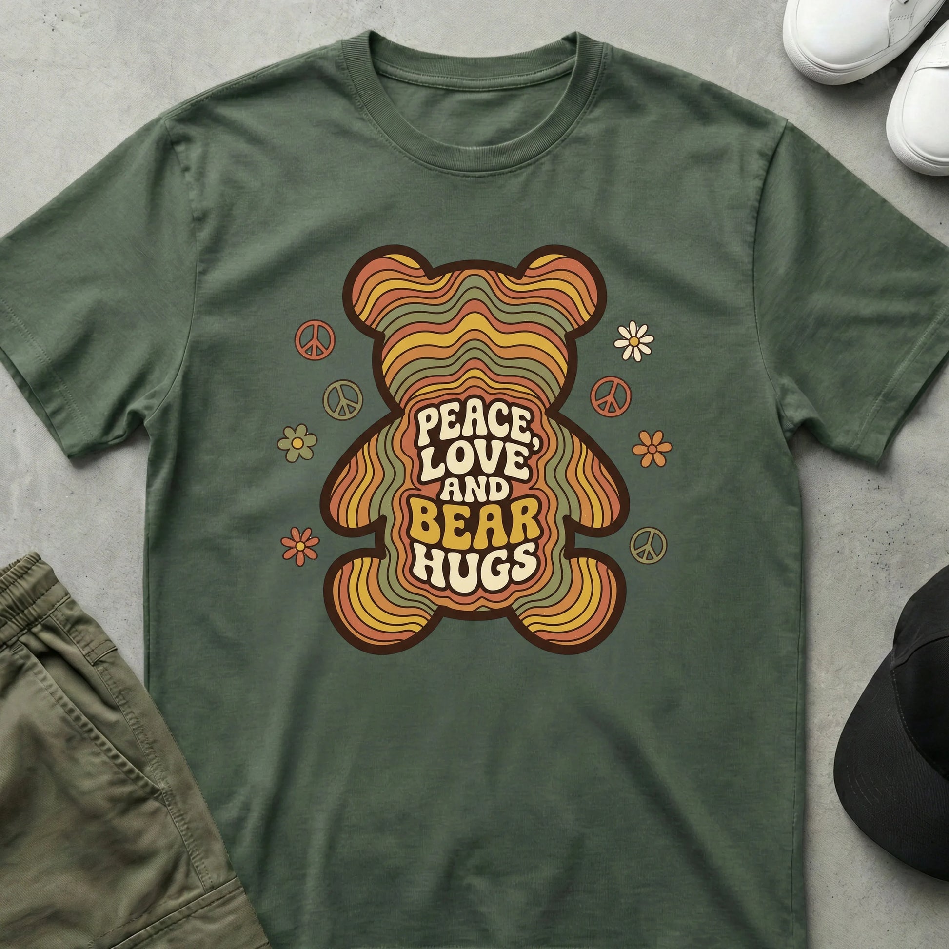 Love And Hugs T-Shirt Military Green