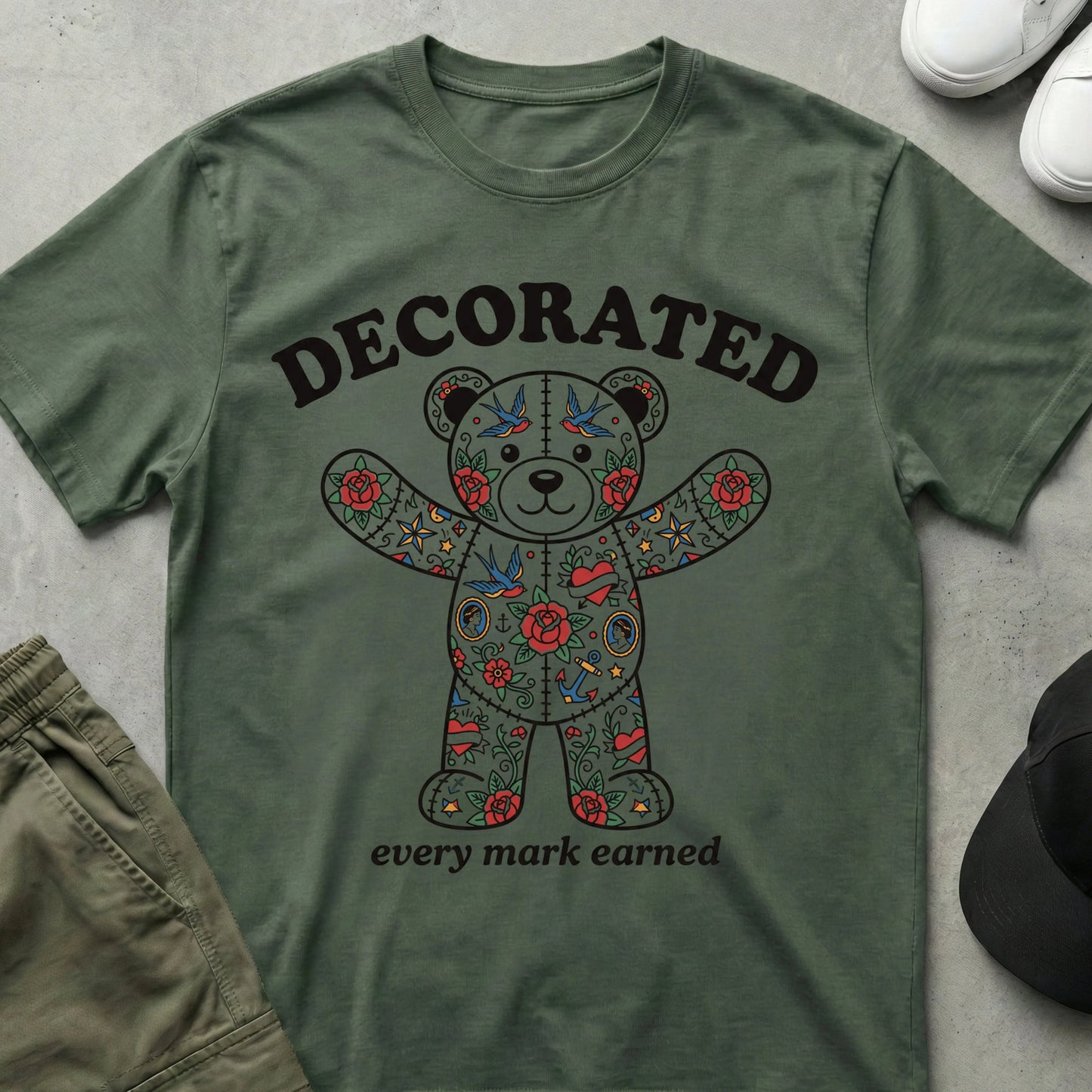 Decorated T-Shirt Military Green