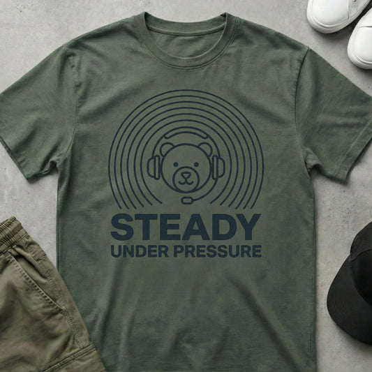 Printify Teddy-Bear Under Pressure T-Shirt Military Green / S