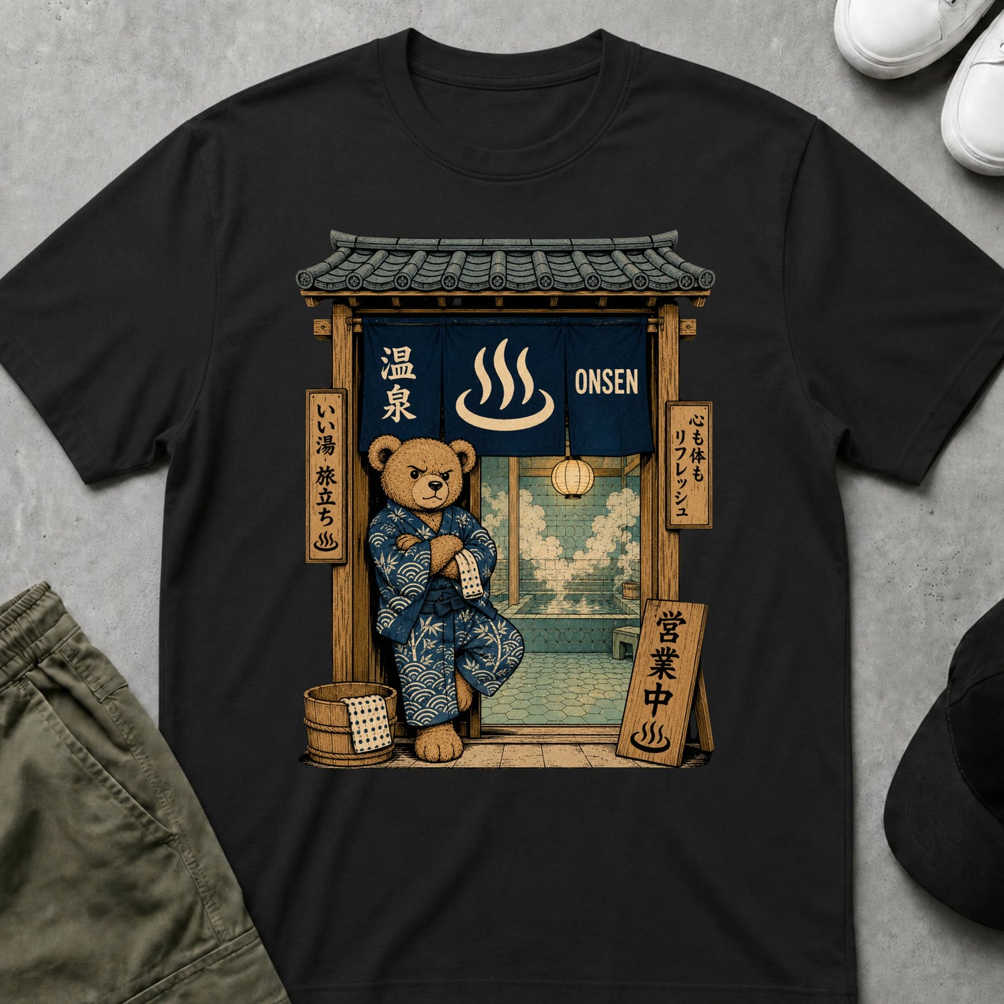 Cool Teds Teddy-Bear Onsen T-Shirt Black / S