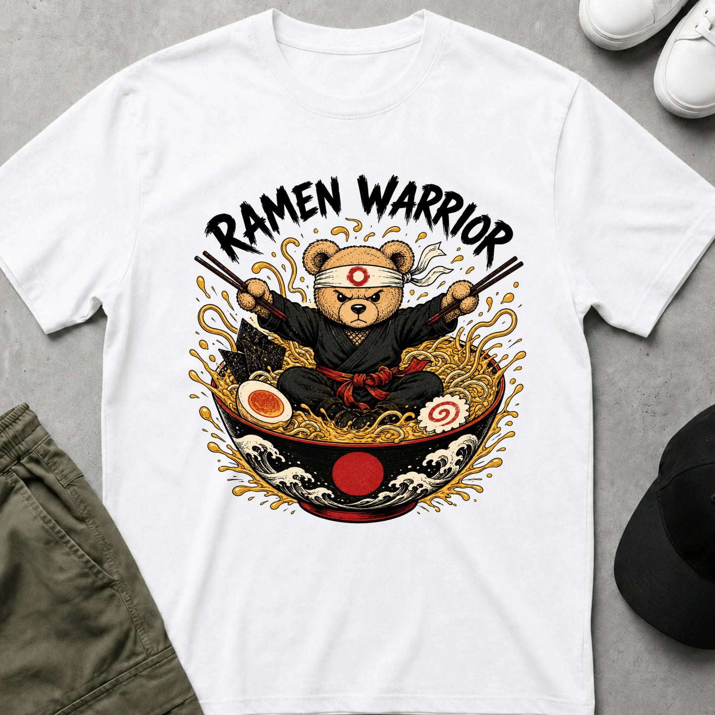 Cool Teds Teddy-Bear Ramen Warrior T-Shirt White / S